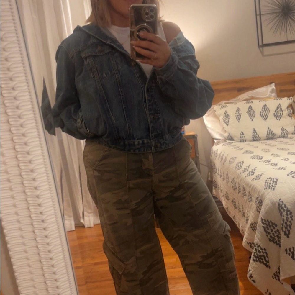 Wild Fable Women's Oversized Hooded Denim Jean Jacket Medium Wash